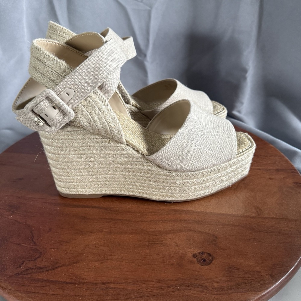 Sam Edelman Vada Natural Linen Espadrille Wedge Sandals Women Size 11 I6283F2250